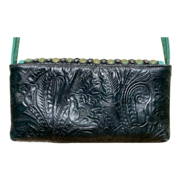 Kastman Western Style Tooled & Beaded Crossbody Bag - Picture 4 of 7